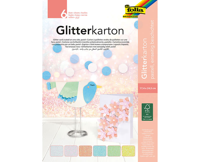 ΧΑΡΤΙΑ GLITTER PASTEL 17,4*24,5 6Φ FOLIA