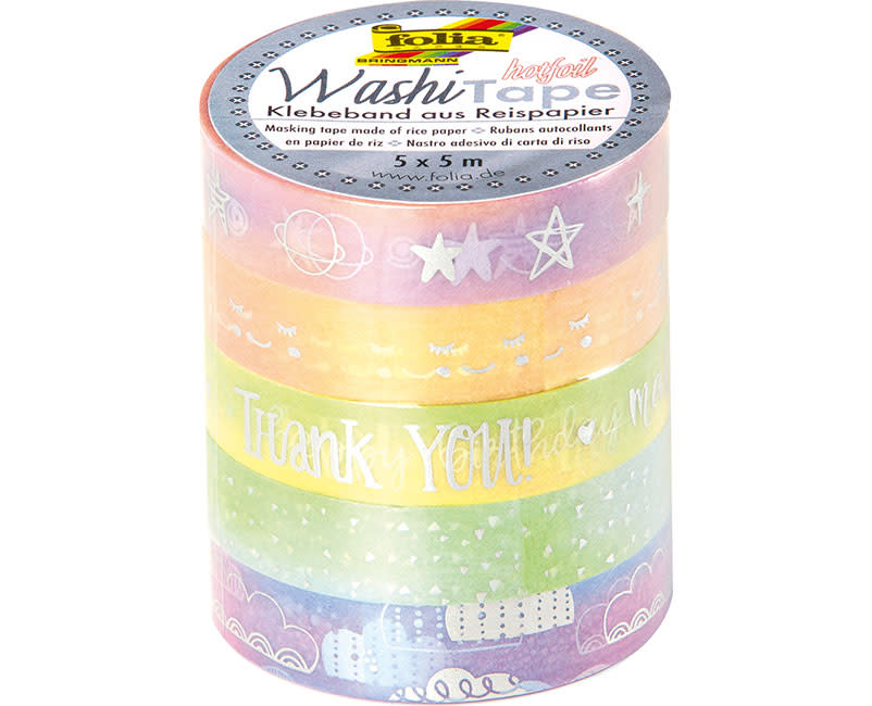 WASHI TAPE RAINBOW 5*5M FOLIA