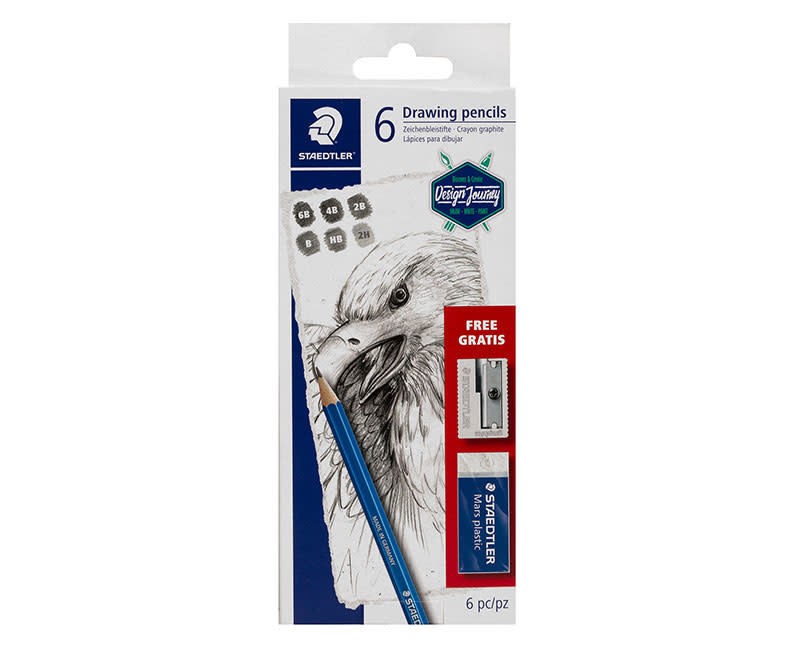 ΣΕΤ 6 ΜΟΛΥΒΙΑ+ΓΟΜΑ+ΞΥΣΤΡΑ, STAEDTLER