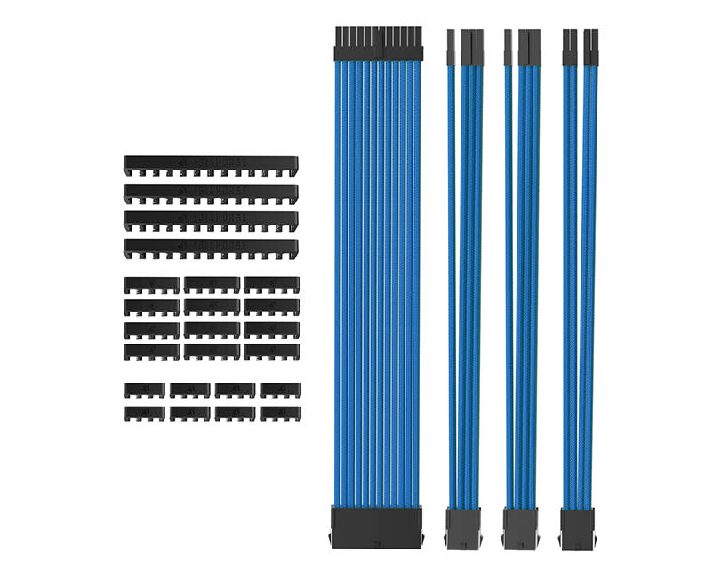 AsiaHorse 4Kit Sleeved PSU Ext. Cable BL
