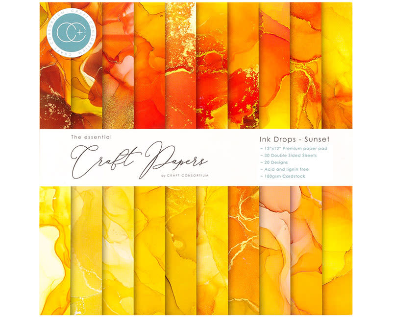 CRAFT PAPER PAD INK DROPS SUNSET 30Φ