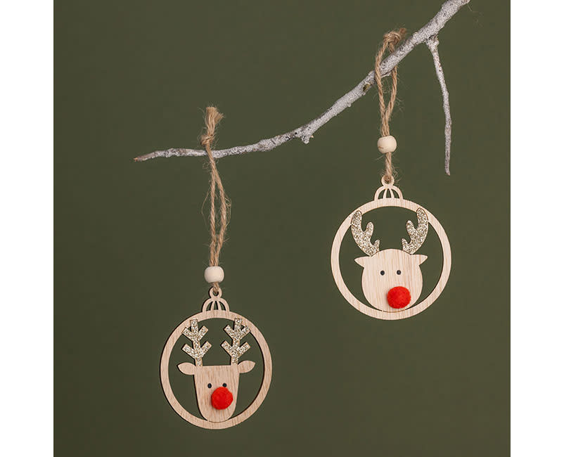 ΣετΧριστ. Ξύλ.Στολίδια Ελάφι 4Τμχ Sentio