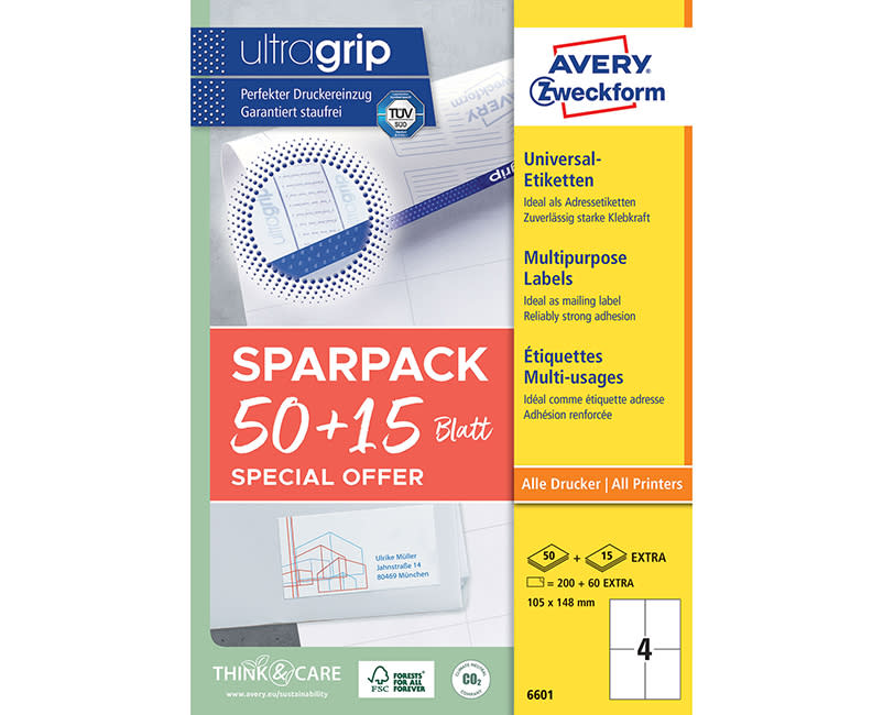 ΑΥΤ.ΕΤΙΚΕΤΕΣ 105X148mm A4 (50+15Φ) 6601