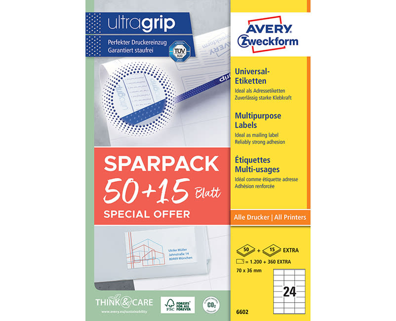 ΑΥΤ.ΕΤΙΚΕΤΕΣ 70X36mm A4 (50+15Φ) 6602