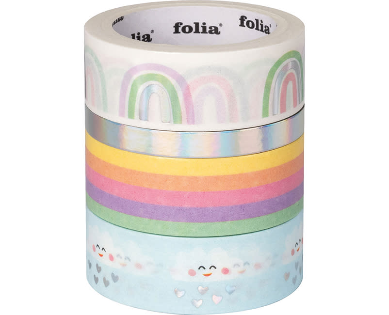 WASHI TAPE RAINBOW CLOUDS 4ΤΜΧ FOLIA