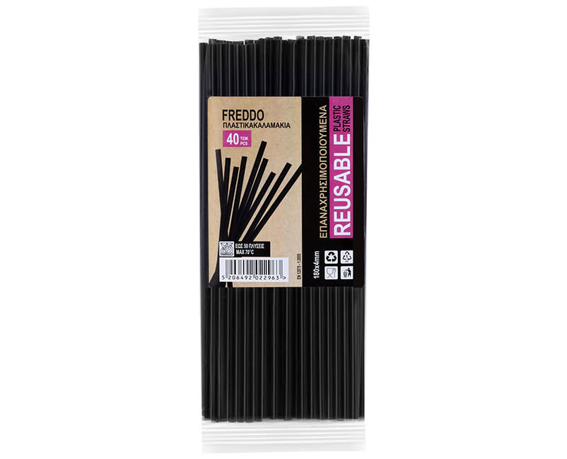 Καλαμάκια Reusable Freddo 180x4 40 τεμ