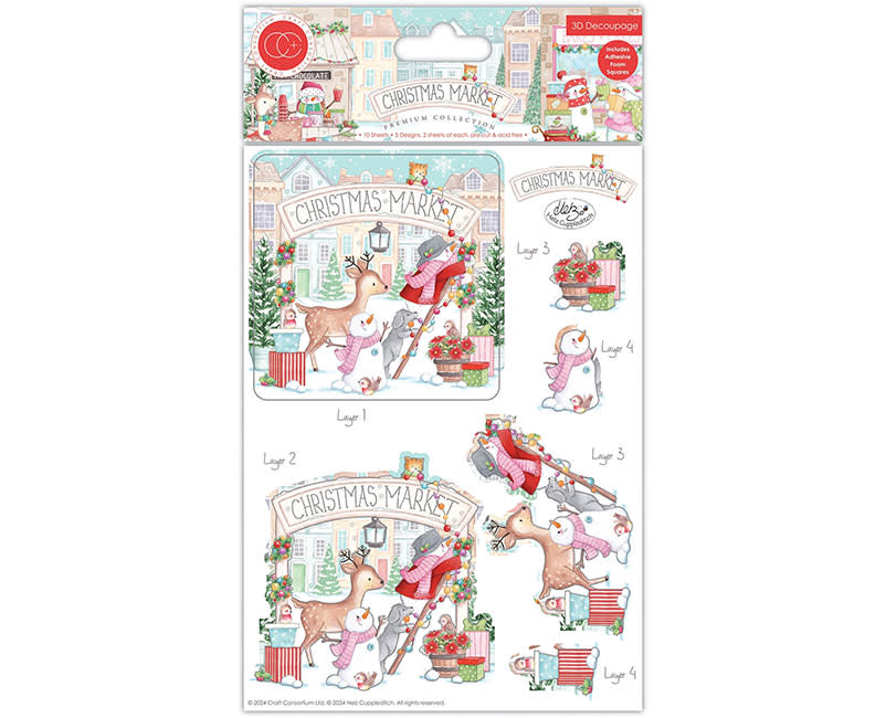 3D DECOUPAGE CHRISTMAS MARKET CRAFT