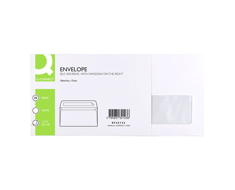 Q-Connect Φάκελος Αλληλογραφίας με Παράθυρο Δεξιά