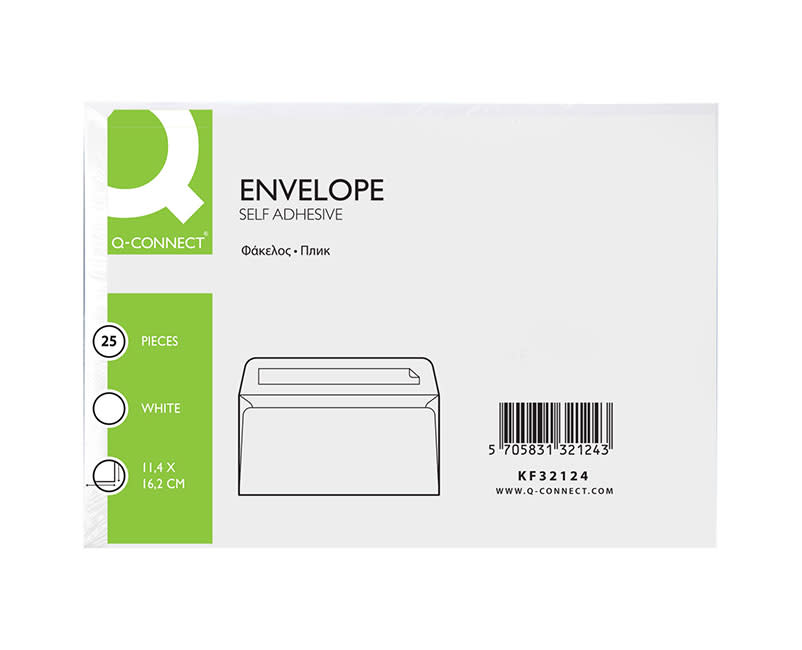Q-Connect Φάκελος Αλληλογραφίας 11.4 x 16.2 cm 25 Τεμ.