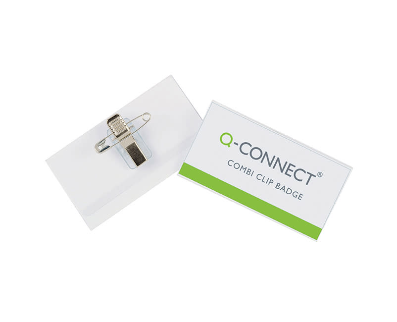 Q-Connect Ετικέτα Ονόματος με Κλιπ & Καρφίτσα 4 x 7,5 cm 50 τεμ.