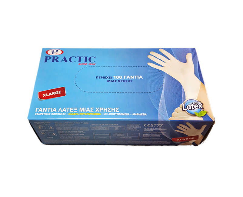 Γάντια Latex Πουδραρισμένα Practic 100τ