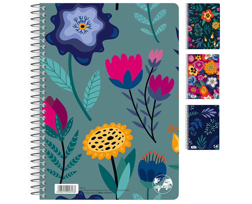 ΤΕΤΡΑΔΙΟ ΣΠΙΡΑΛ GLOBUS FLORAL, A4, 3Θ
