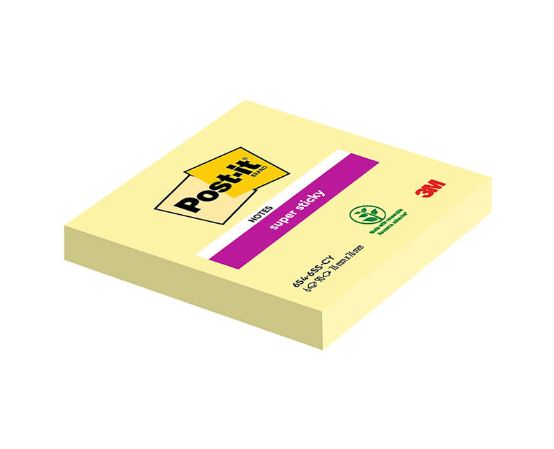 Post-it Αυτοκόλλητα Χαρτάκια Super Sticky 654-6SS-CY 76 x 76mm