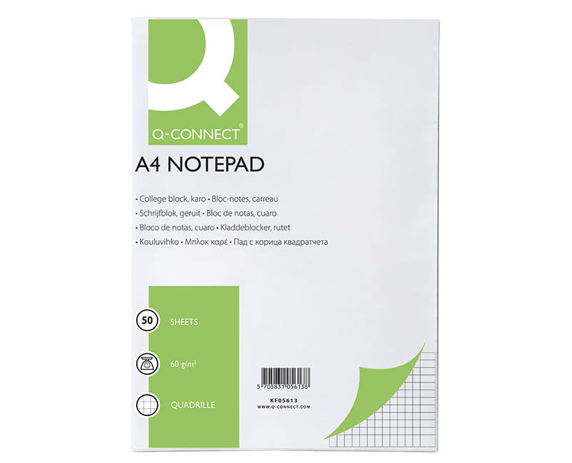 Q-Connect Μπλοκ με Εξώφυλλο Καρέ A4 50Φ