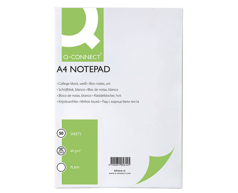 Q-Connect Μπλοκ με Εξωφυλλο Λευκό A4 50Φ