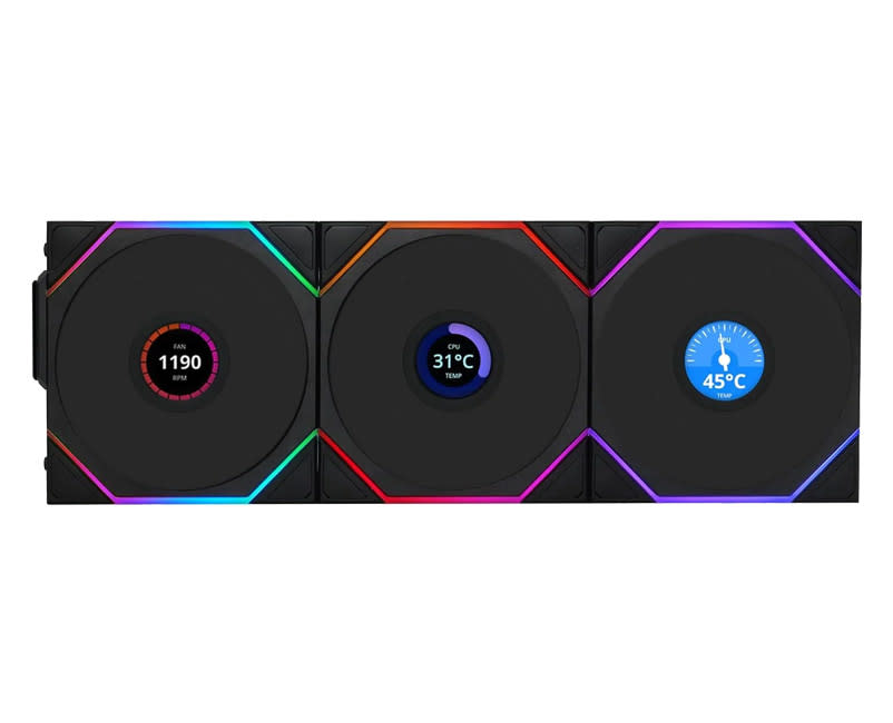 3x Lian Li UNI FAN TL-LCD WRLS REV 120 BLK + Controller