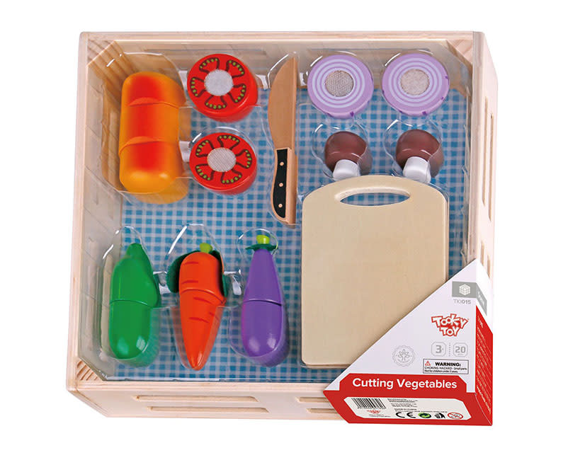 Ξύλινα Λαχανικά με Ξύλο Κοπής & Δίσκο