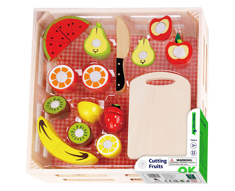 Ξύλινα Φρούτα με Ξύλο Κοπής & Δίσκο