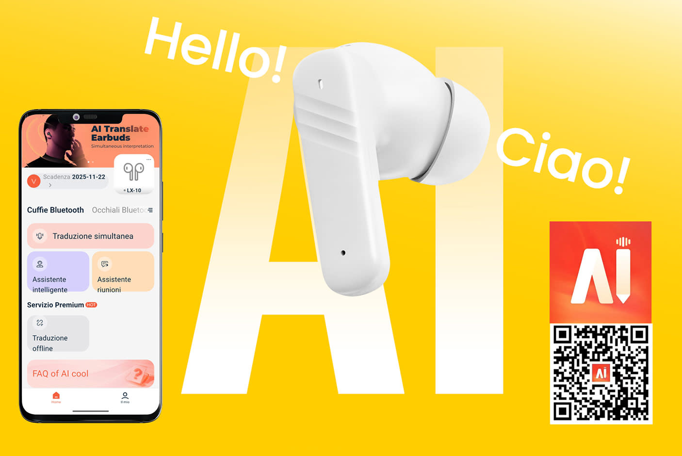 Trevi EAR 100 AID AI Simultaneous Translation Headphones