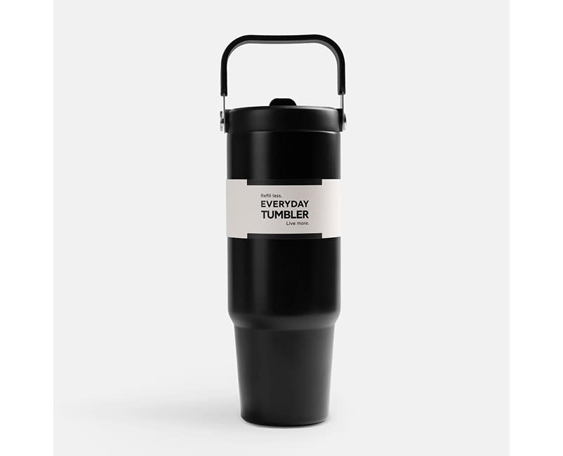 TUMBLER 900ML WITH STRAW BLACK SENTIO