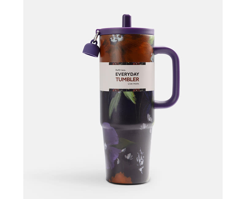 TUMBLER 900ML FLOWERS DEEP PURPLE SENTIO