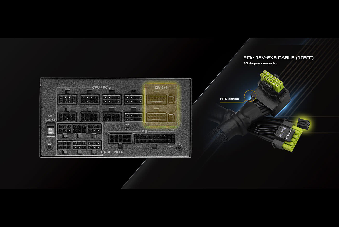 ASRock CB-12V2X6L600W (12V-2x6 600W/L-Type Cable)