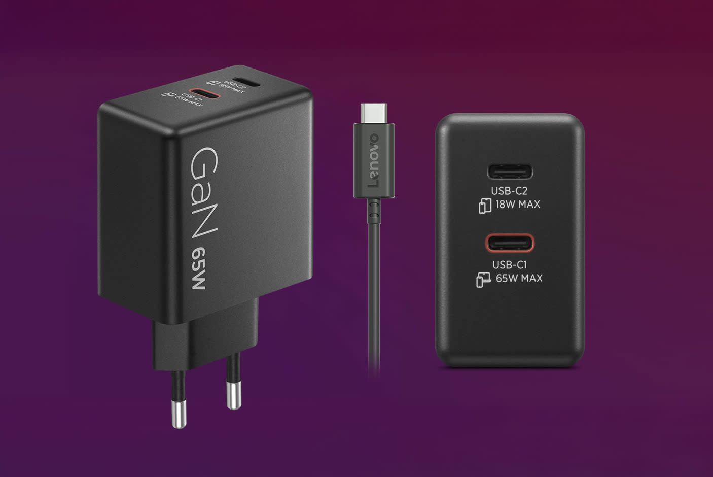 Lenovo Dual USB-C 65W GaN Charger