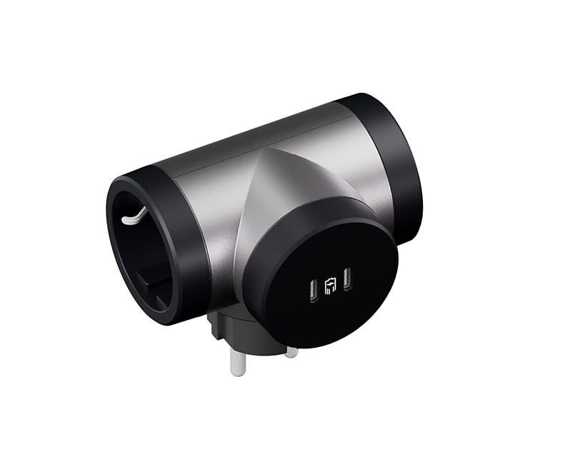 Legrand Rotational Multi-Plug BLK/ALUM