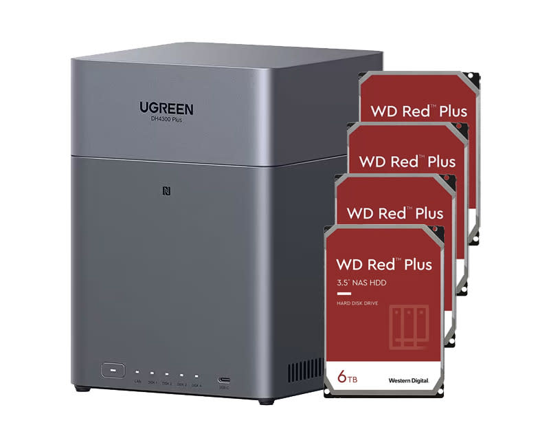 UGREEN NASync DH4300 Plus + 4x 6TB HDDs Red Plus