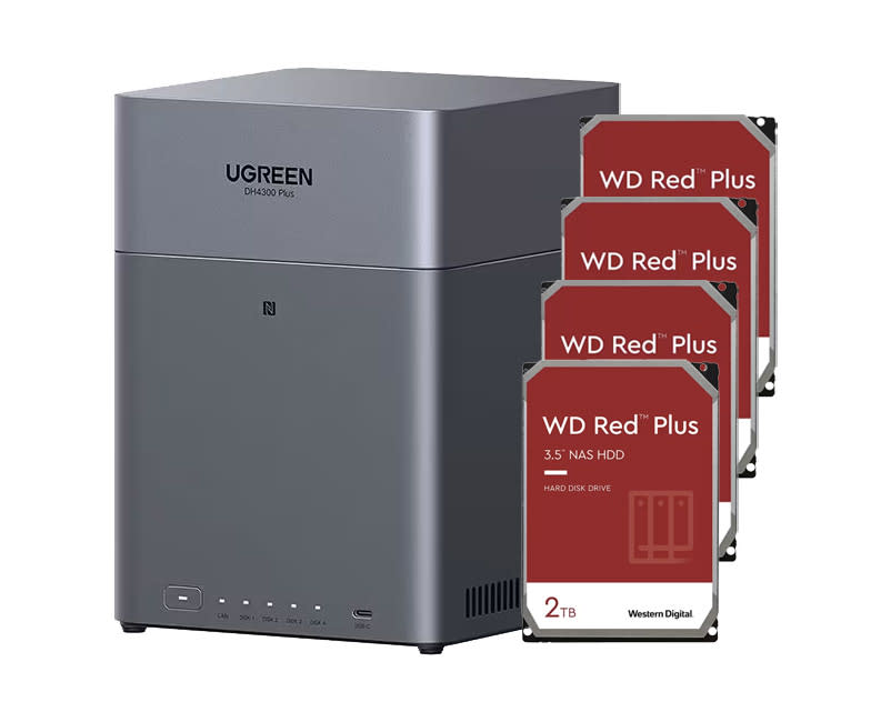 UGREEN NASync DH4300 Plus + 4x 2TB HDDs Red Plus