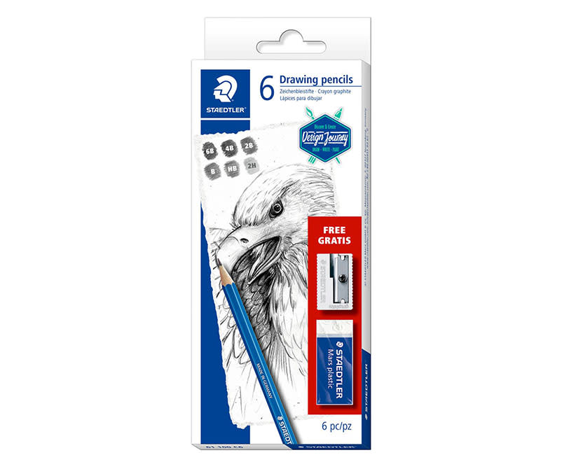 ΣΕΤ 6 ΜΟΛΥΒΙΑ+ΓΟΜΑ+ΞΥΣΤΡΑ, STAEDTLER