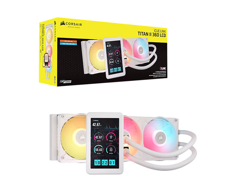 iCUE LINK TITAN II 360RX LCD AIO Liquid CPU Cooler WHT