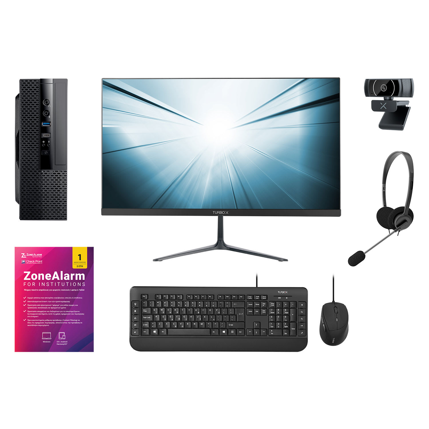 Usff Desktop Turbo-X USFF Student Bundle Desktop (Intel Celeron N4120/4 GB/128GB/UHD ...